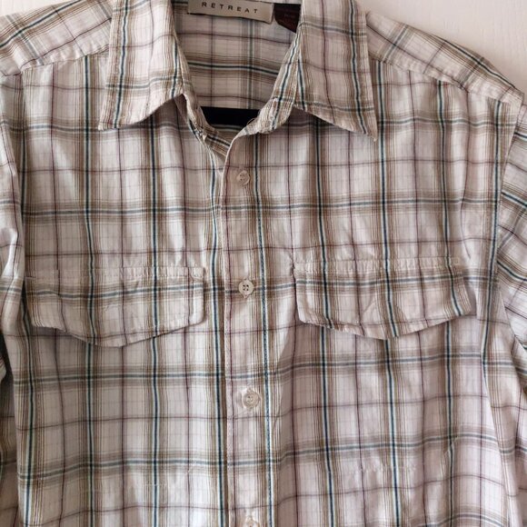 Retreat Men's Plaid Long Sleeved Button-Down Shirt - Picture 2 of 7